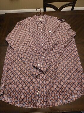 Cinch Men's Button-Down Shirt - Blue & Red Geo Print